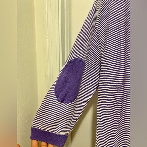 Talbots Striped Tunic Sweater Womens 3X Purple Elbow Pads Scoop neck Comfort - Picture 5 of 8